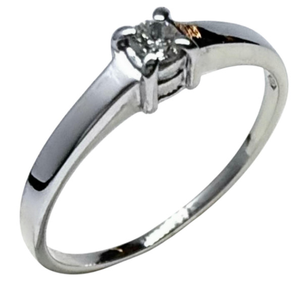 Solitario de oro blanco y diamante 0,09cts
